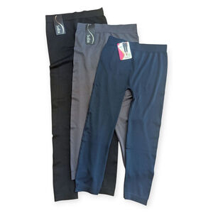 Sofra Leggings Set of 3 Black Gray Navy Blue Free Size
